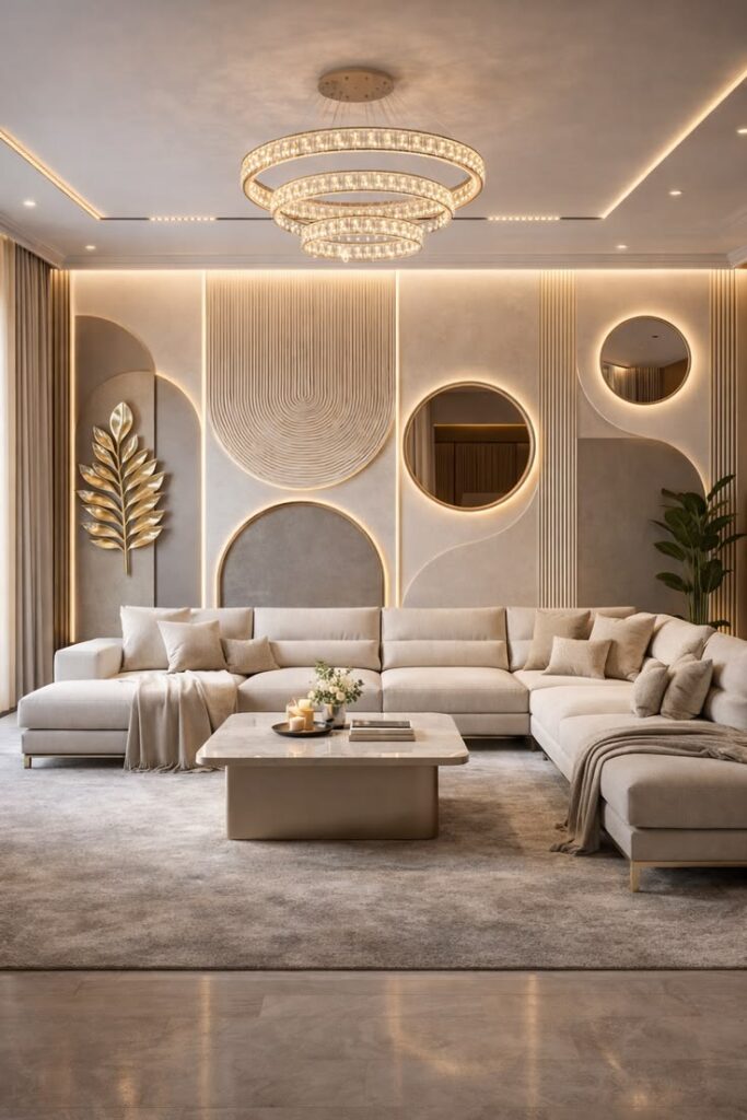 Modern living room interior design in Mysore
